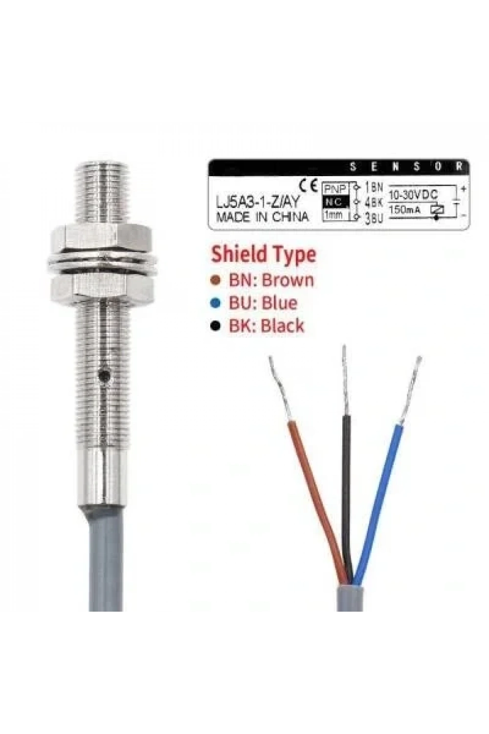 LJ5A3-1-Z/AY 6-36V 1mm PNP NC Endüktif Mesafe Sensörü