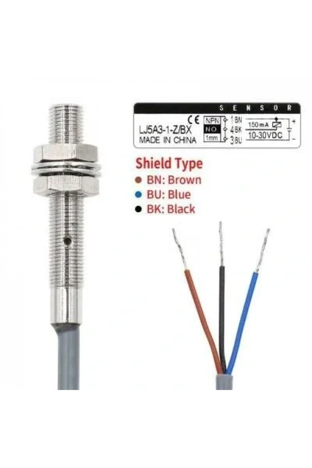 LJ5A3-1-Z/BX 6-36V 1mm NPN NO Endüktif Mesafe Sensörü