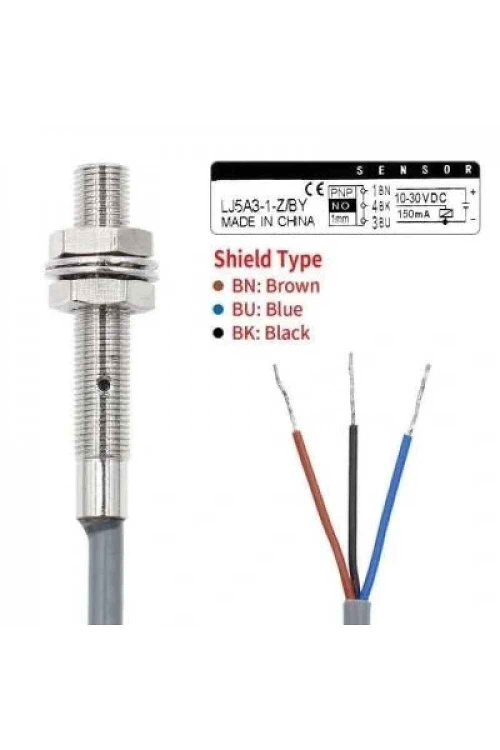 LJ5A3-1-Z/BY 6-36V 1mm PNP NO Endüktif Mesafe Sensörü