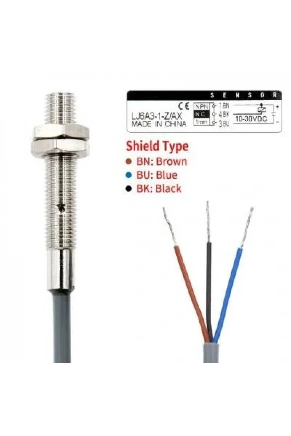 LJ6A3-1-Z/AX 6-36V 1mm NPN NC Endüktif Mesafe Sensörü