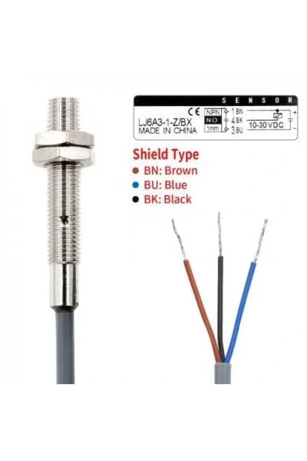 LJ6A3-1-Z/BX 6-36V 1mm NPN NO Endüktif Mesafe Sensörü