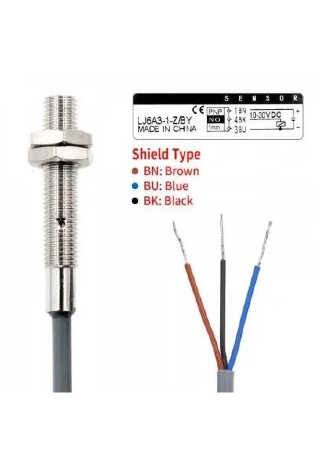 LJ6A3-1-Z/BY 6-36V 1mm PNP NO Endüktif Mesafe Sensörü