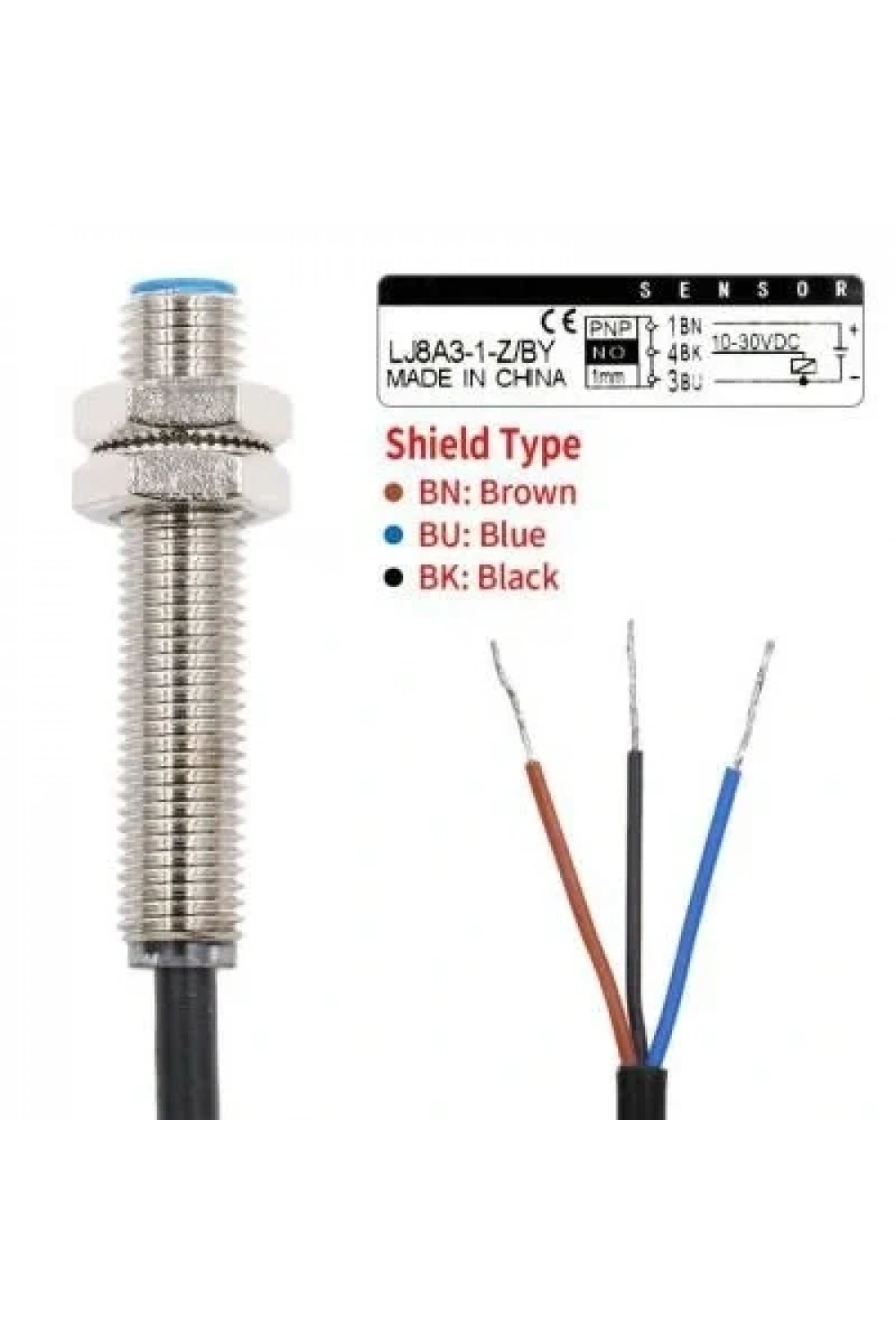 LJ8A3-1-Z/BY 6-36V 1mm PNP NO Endüktif Mesafe Sensörü