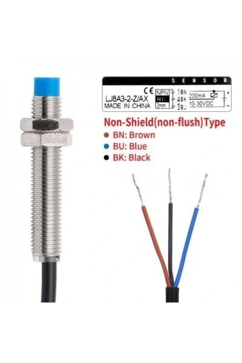 LJ8A3-2-Z/AX 6-36V 2mm NPN NC Endüktif Mesafe Sensörü
