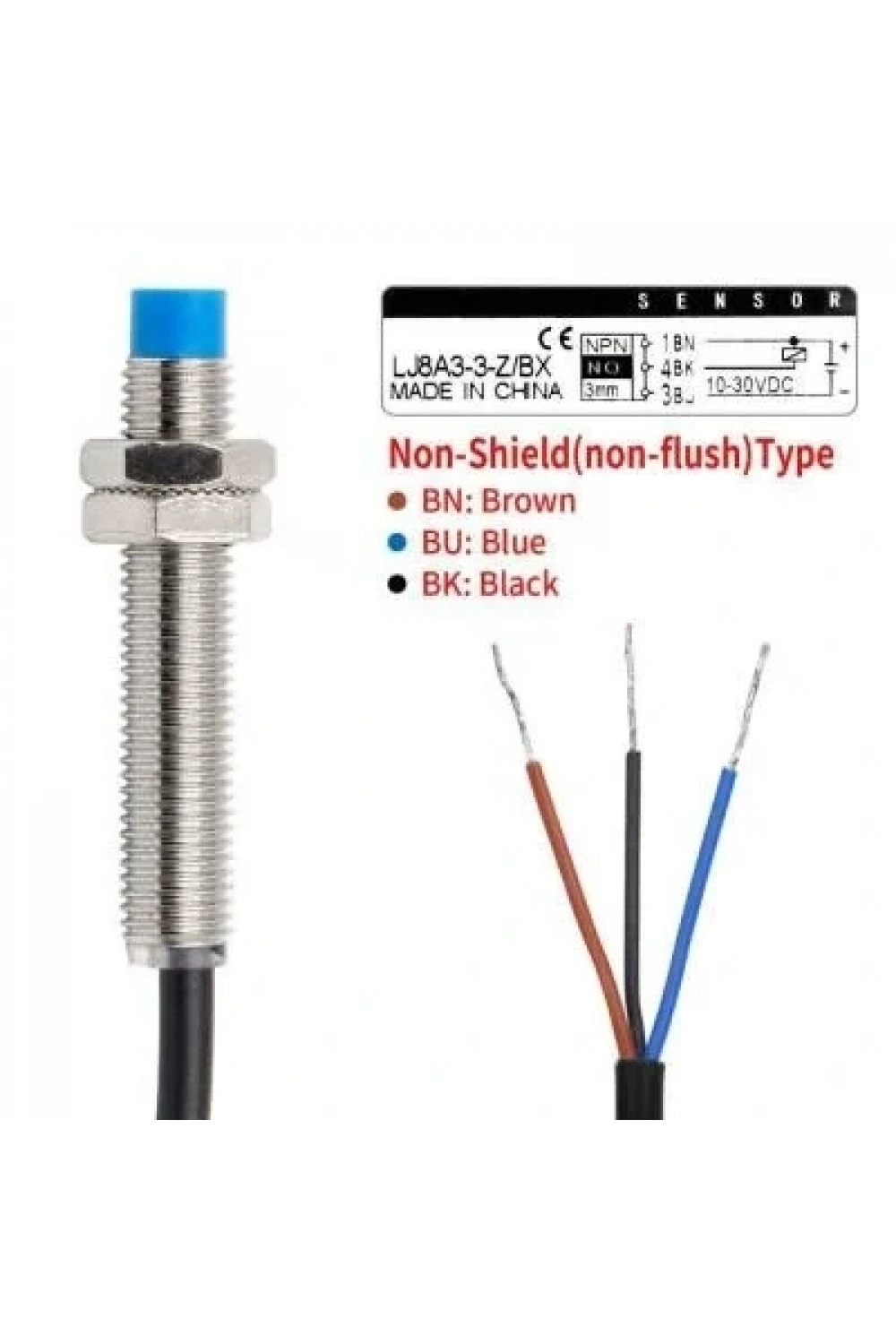 LJ8A3-3-Z/BX 6-36V 3mm NPN NO Endüktif Mesafe Sensörü