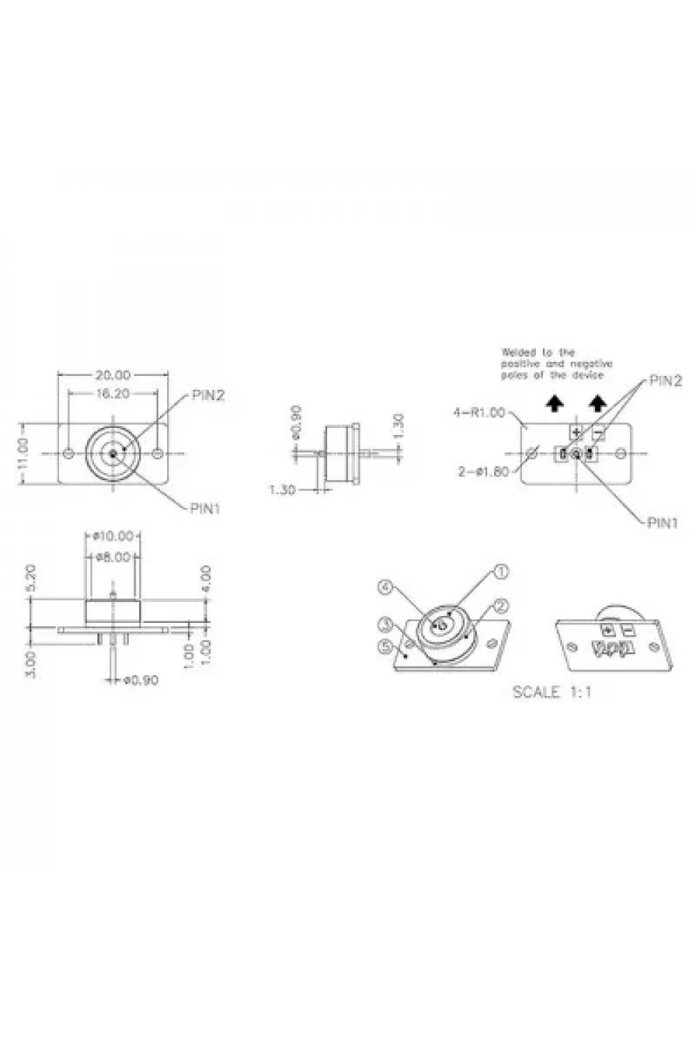 LK-2PIN-R1052-PCB2011 2-Pin 10mm Pogo Pin Manyetik Konnektör Takımı - PCBli