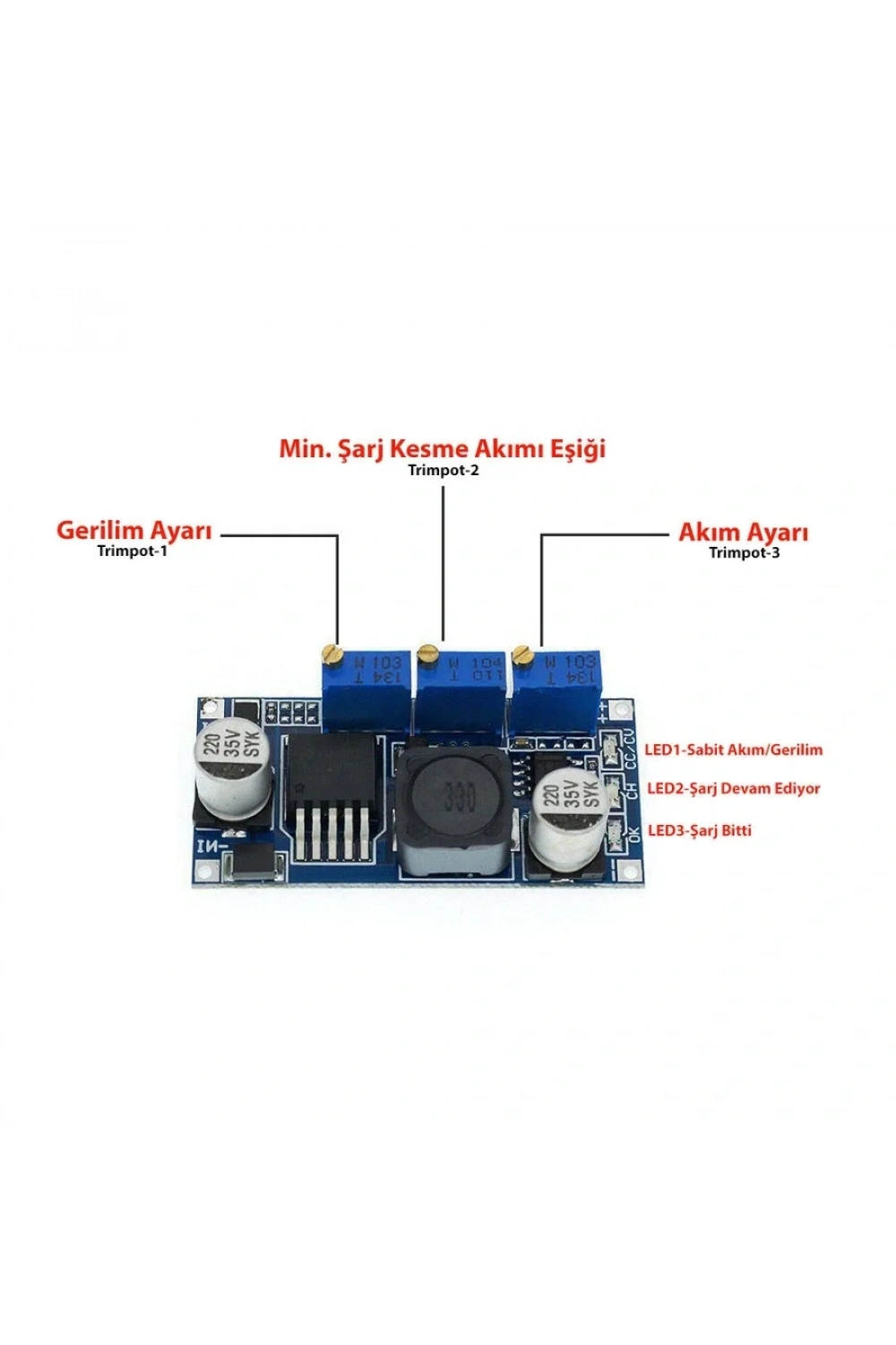 LM2596S-ADJ 3-40V DC-DC Ayarlanabilir Kademeli Güç Kaynağı Modülü