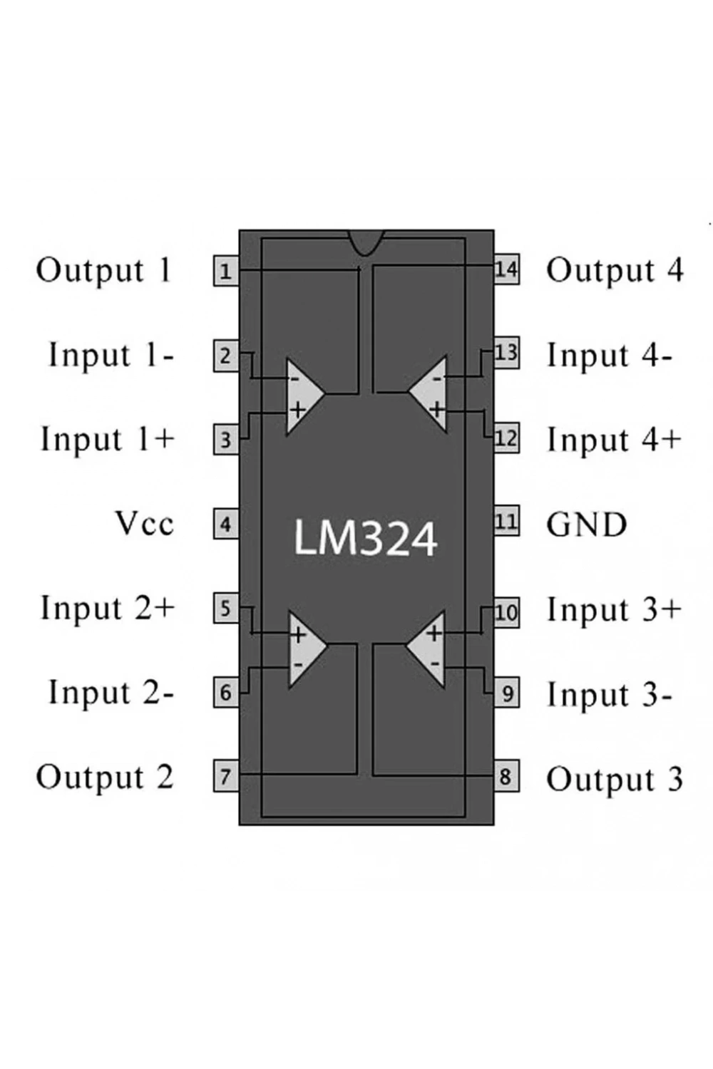 LM324N 5mA 5mV OpAmp Entegresi Dip-14