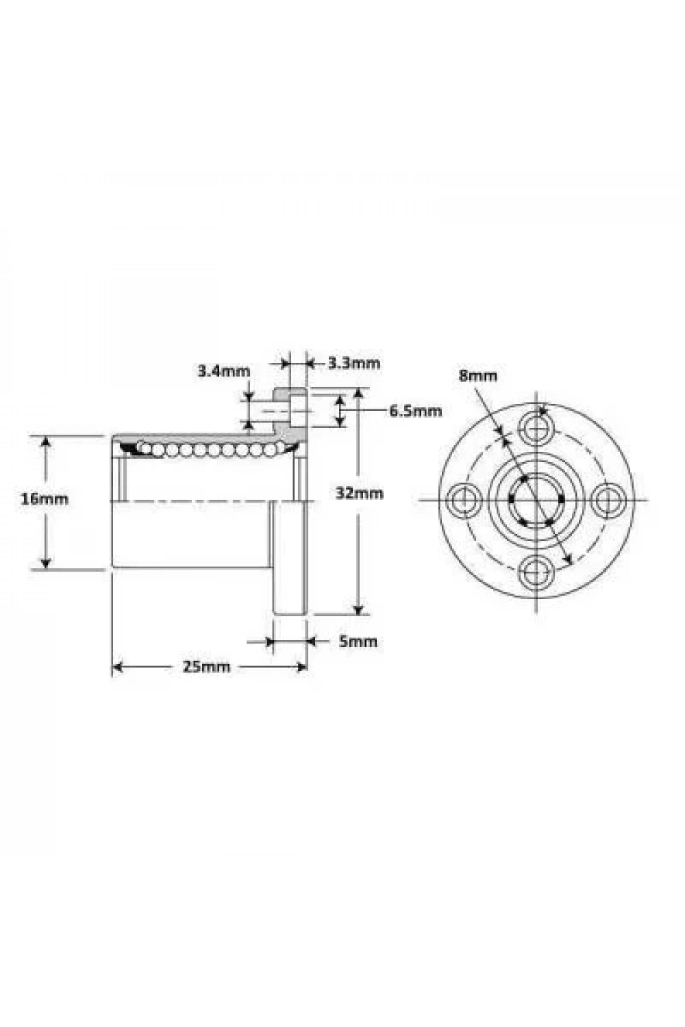 LMEF8UU 8mm Lineer Rulman