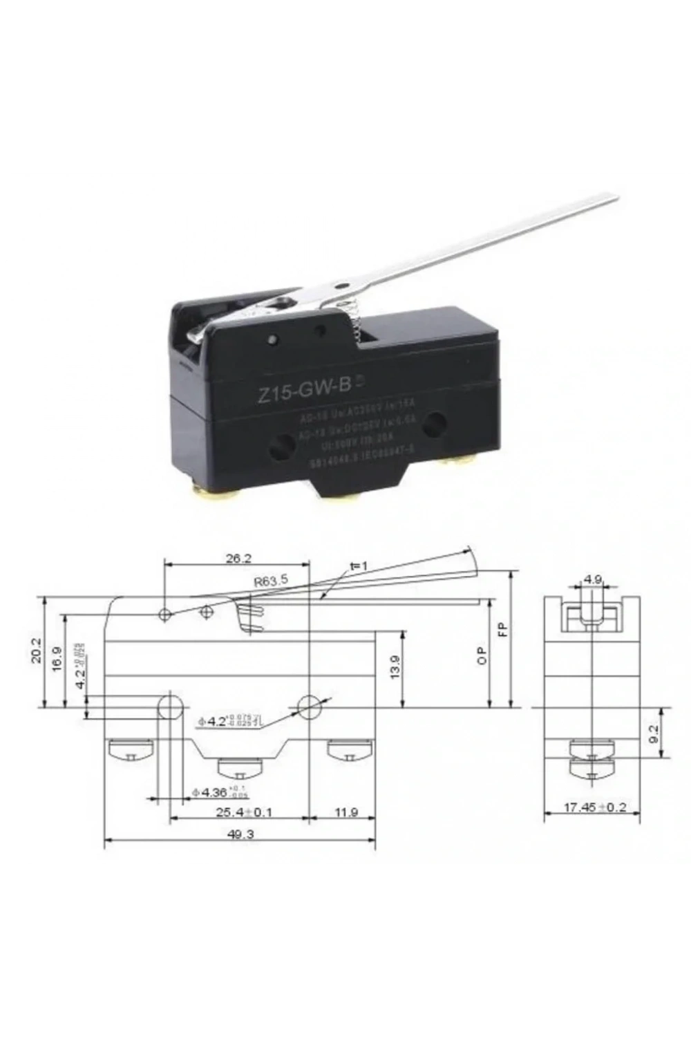 LMZ15-GW-B Uzun Paletli Mikro Switch