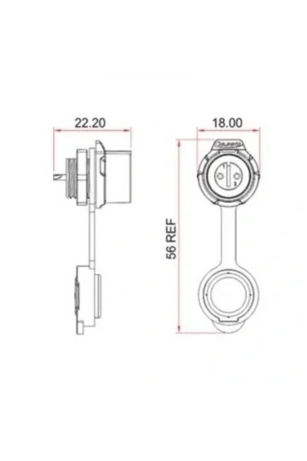 LP-12-J02SX-02-101 2-Pin Su Geçirmez Konnektör - Dişi
