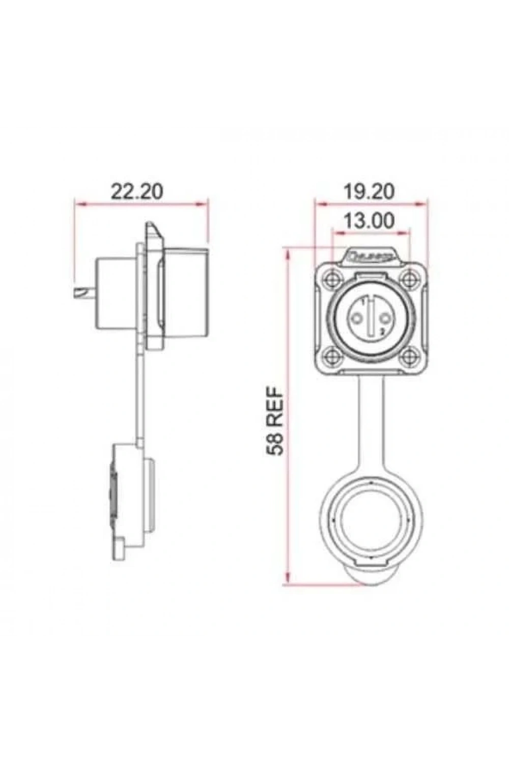 LP-12-J02SX-02-401 2-Pin Su Geçirmez Konnektör - Dişi