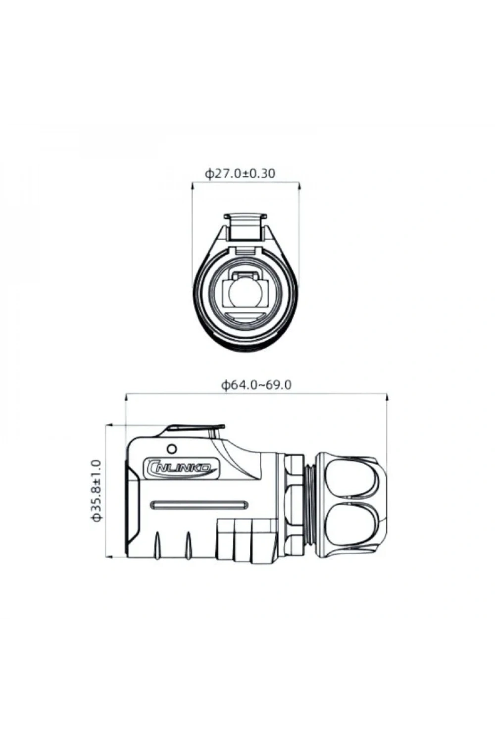 LP-20-C/RJ45/015/PE-42-001 Su Geçirmez Ethernet Konnektörü - Erkek