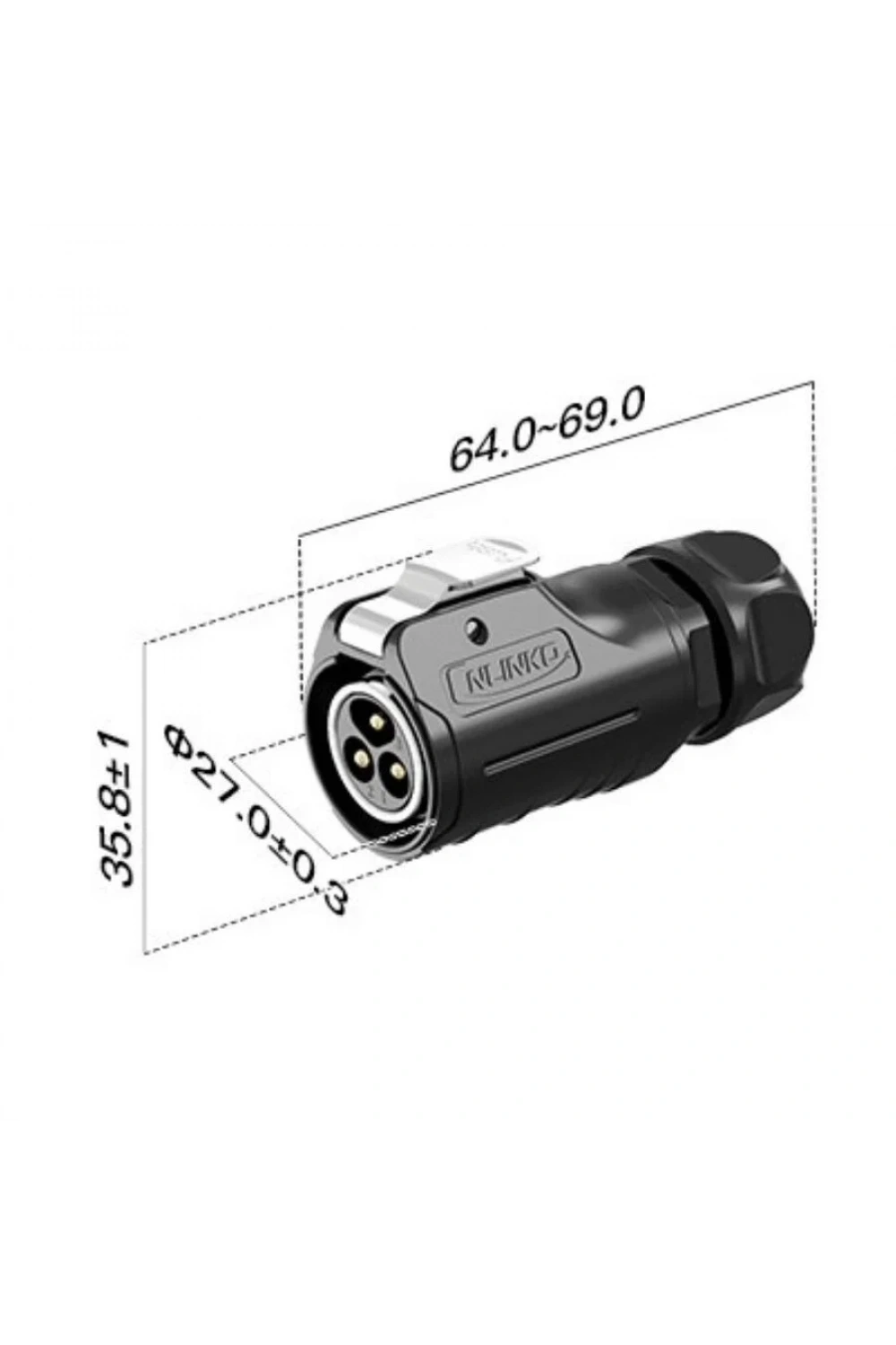 LP-20-C03PE-03-001A 3-Pin Su Geçirmez Konnektör - Erkek