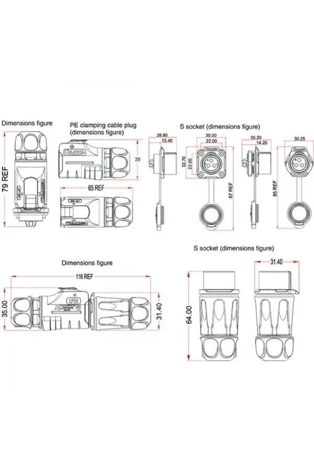 LP-20-C05SX-03-401 5-Pin Su Geçirmez Konnektör - Erkek
