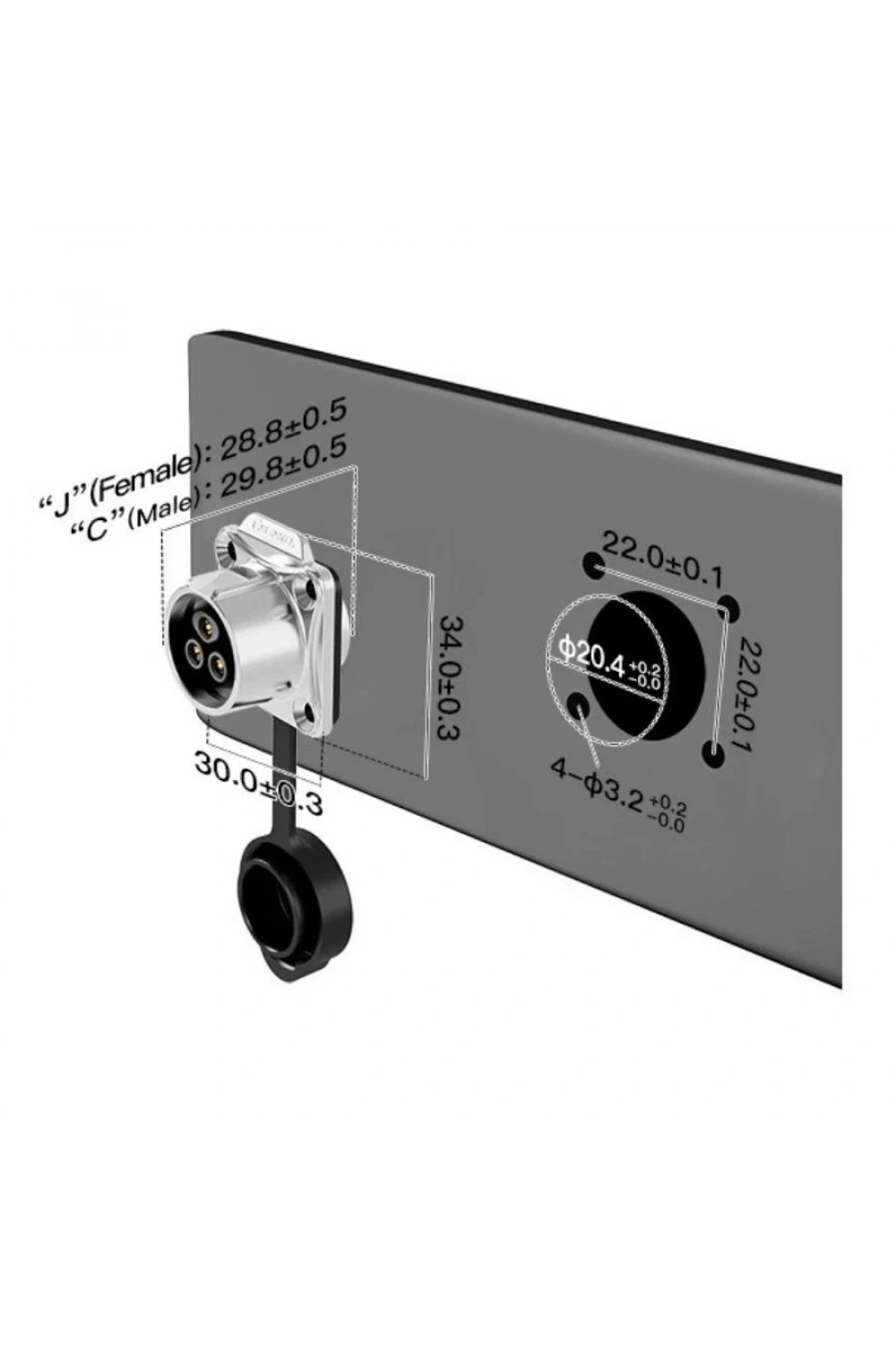 LP-20-J03SX-03-401A 3-Pin Su Geçirmez Konnektör - Dişi