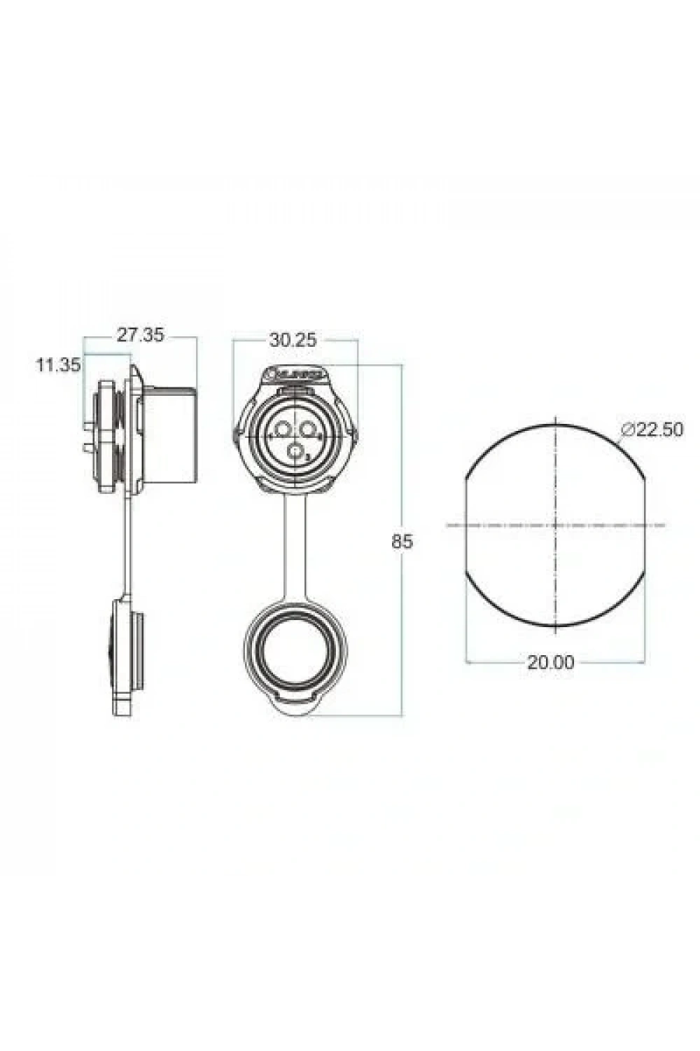 LP-20-J04SX-03-101 4-Pin Su Geçirmez Konnektör - Dişi