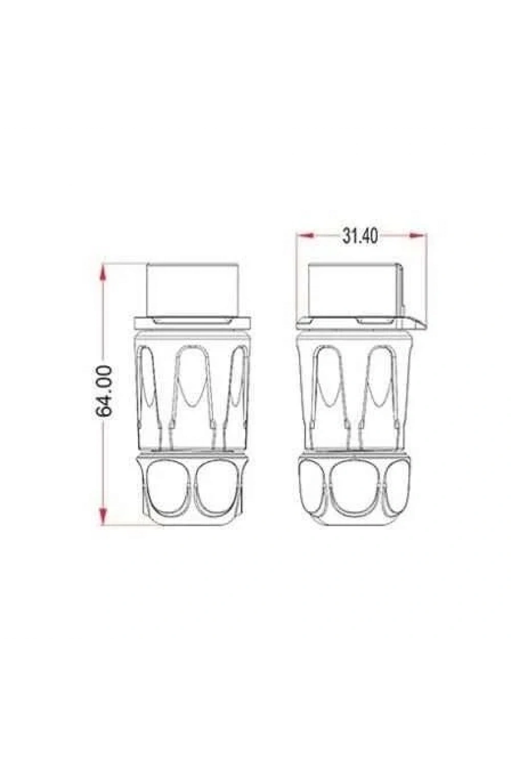 LP-20-J05PP-01-001 5-Pin Su Geçirmez Konnektör - Dişi