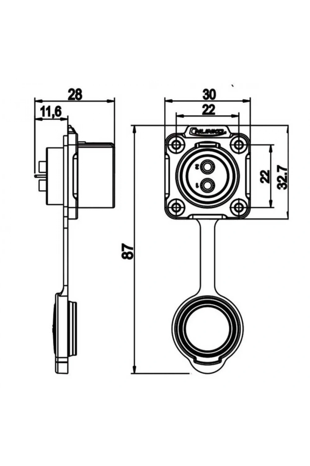 LP-20-J05SX-03-401 5-Pin Su Geçirmez Konnektör - Dişi