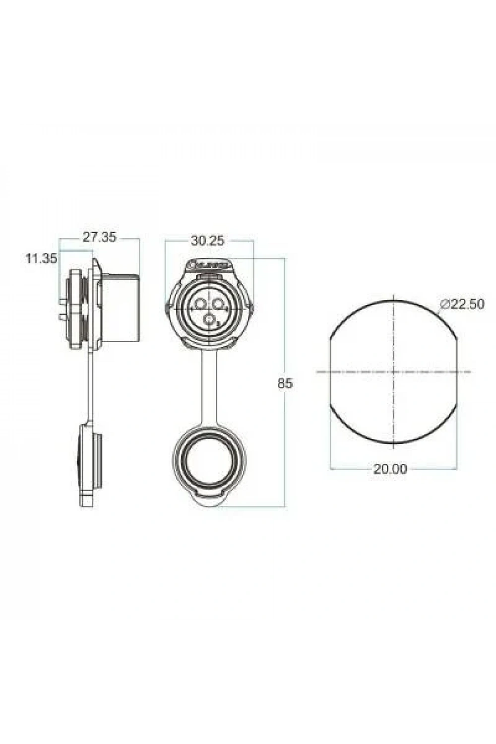 LP-20-J07SX-03-101 7-Pin Su Geçirmez Konnektör - Dişi