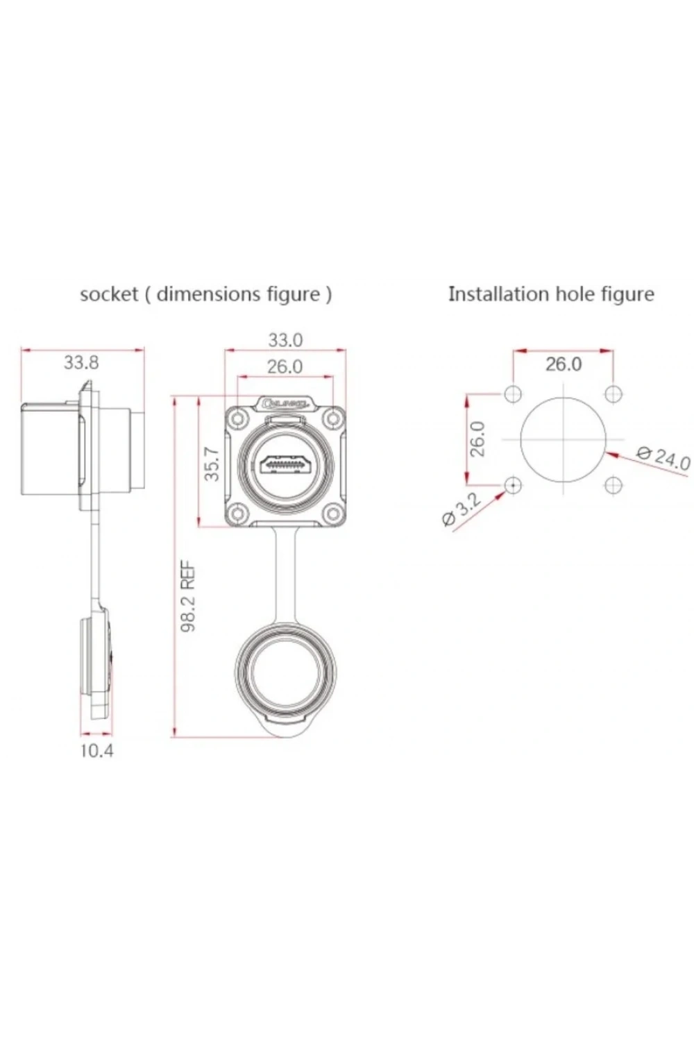 LP-24-J/HDMI2/213/SX-43-401 Su Geçirmez HDMI Konnektör - Dişi