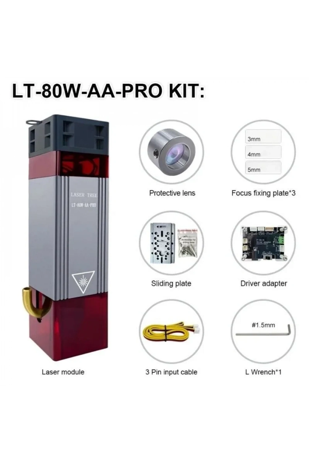 LT-80W 12V TTL Yakıcı CNC Lazer Modülü Seti
