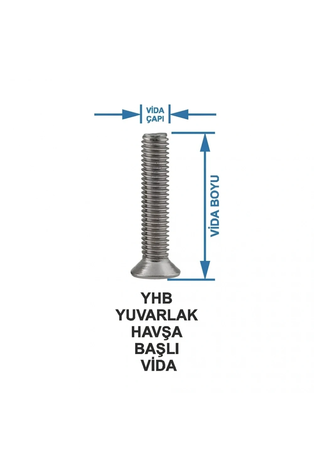M3X10mm YHB Vida – DIN965 (Yıldız Havşa Başlı Vida) 10 Adet