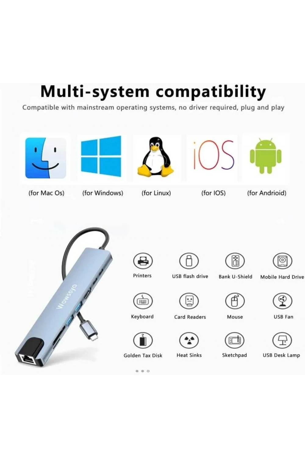 MacBook Pro Air Uyumlu Yüksek Hızlı 8 In 1 Hub (USB/HDMI/TF SD/SD/PD/ETHERNET) Dönüştürücü Çevirici Çoklayıcı