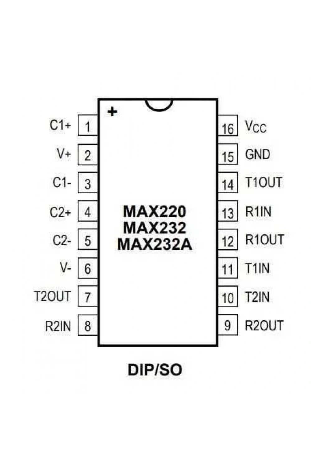MAX232CWE+ WSOIC-16 SMD RS Seri Protokol Entegresi