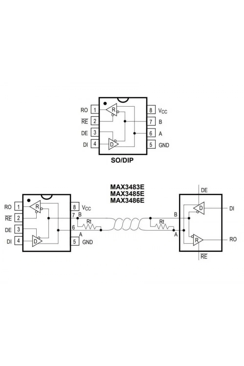 MAX3485EESA+ SOIC-8 RS Seri Protokol Entegresi
