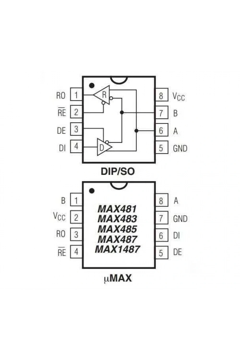 MAX483EPA DIP-8 RS Seri Protokol Entegresi