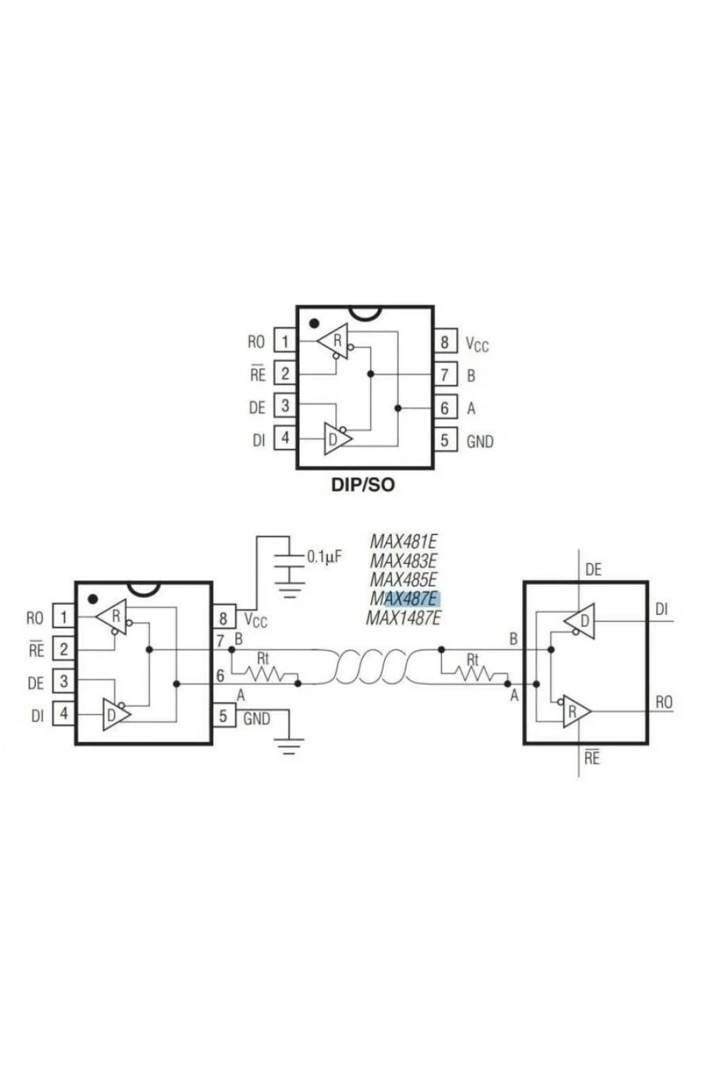 MAX487ESA SOIC-8 SMD Transceiver Entegresi