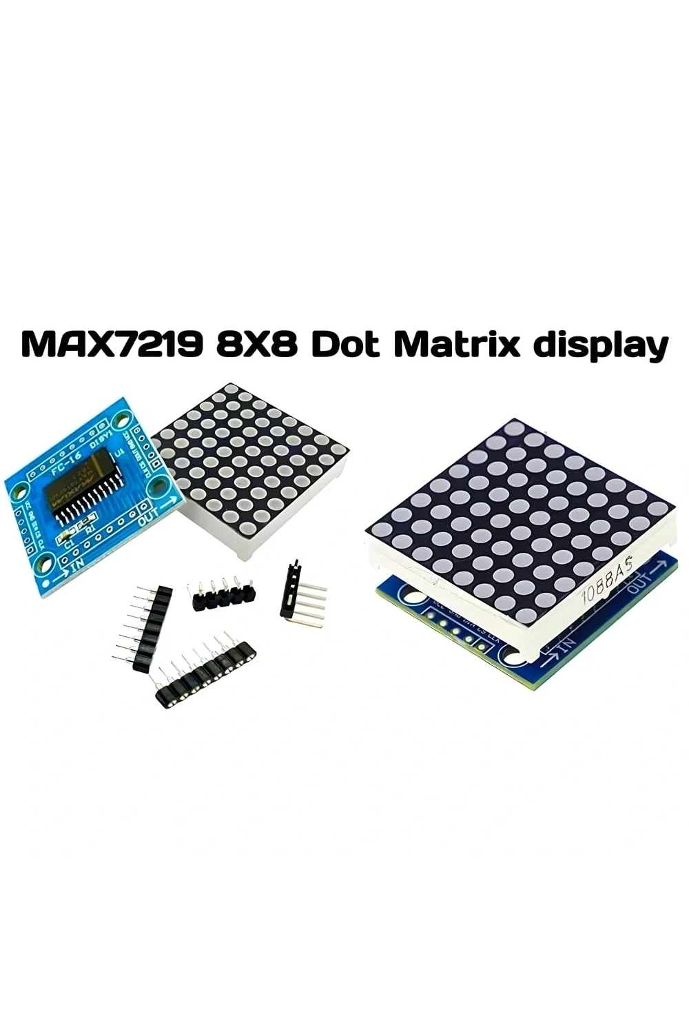 MAX7219 8x8 Dot Matrix Kartı - Peşpeşe Takılabilir