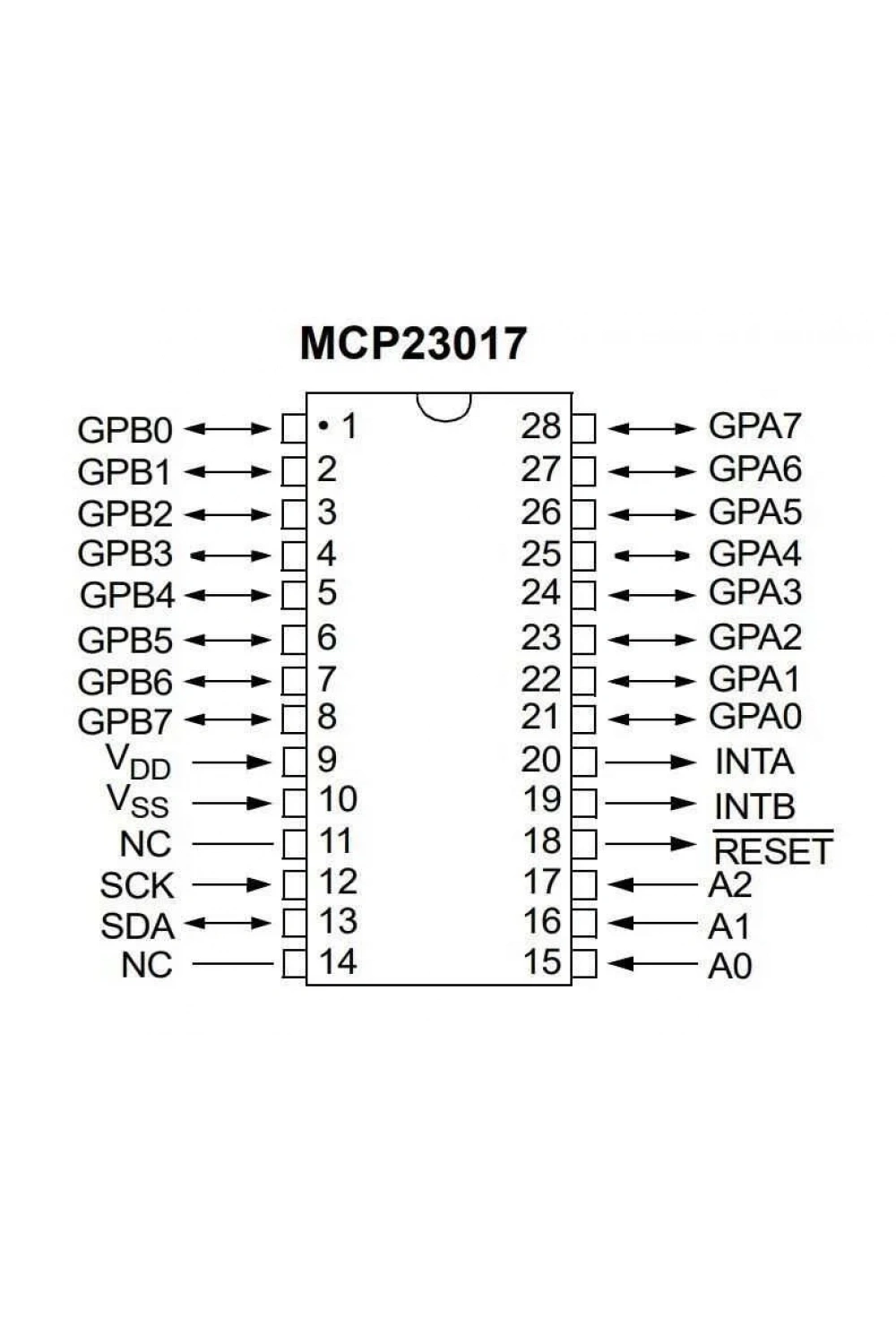 MCP23017-E/SO SOIC-28 I/O Çoklayıcı Entegresi