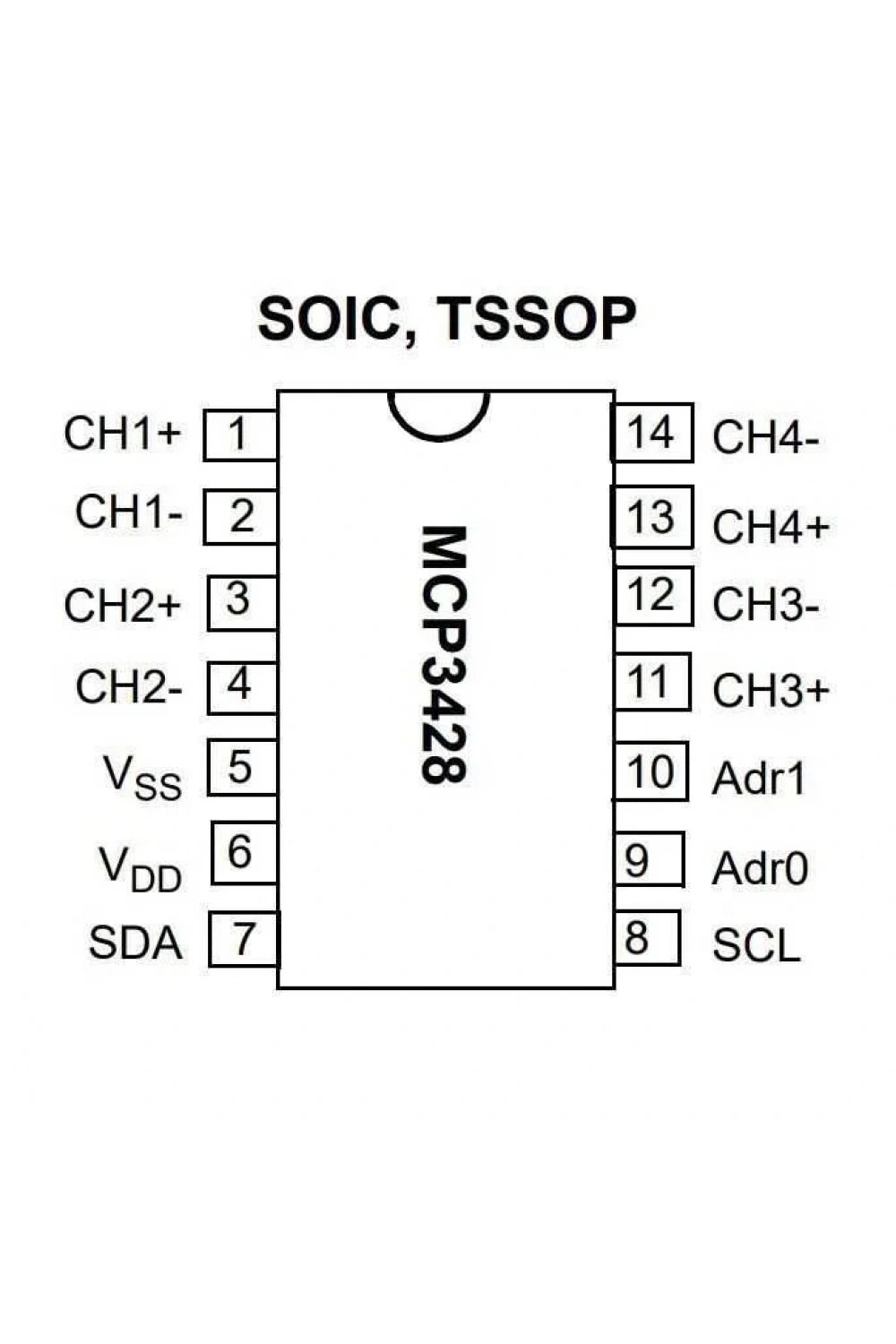 MCP3428T-E/SL SOIC-14 Smd ADC Entegre