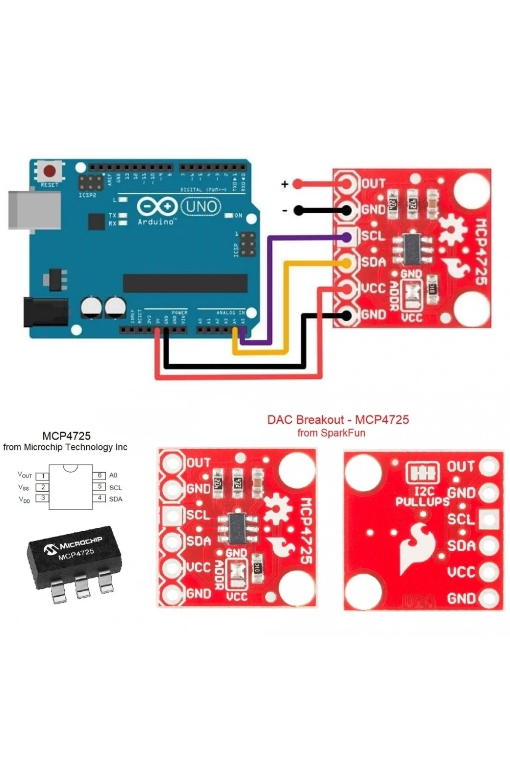 MCP4725 I2C Haberleşmeli DAC Breakout Modülü