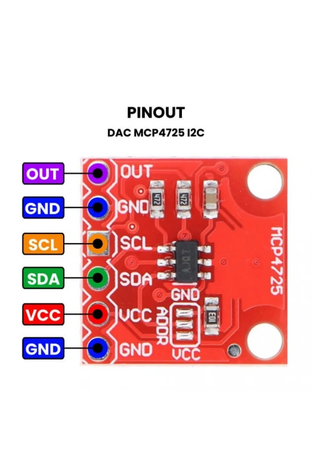 MCP4725 I2C Haberleşmeli DAC Breakout Modülü