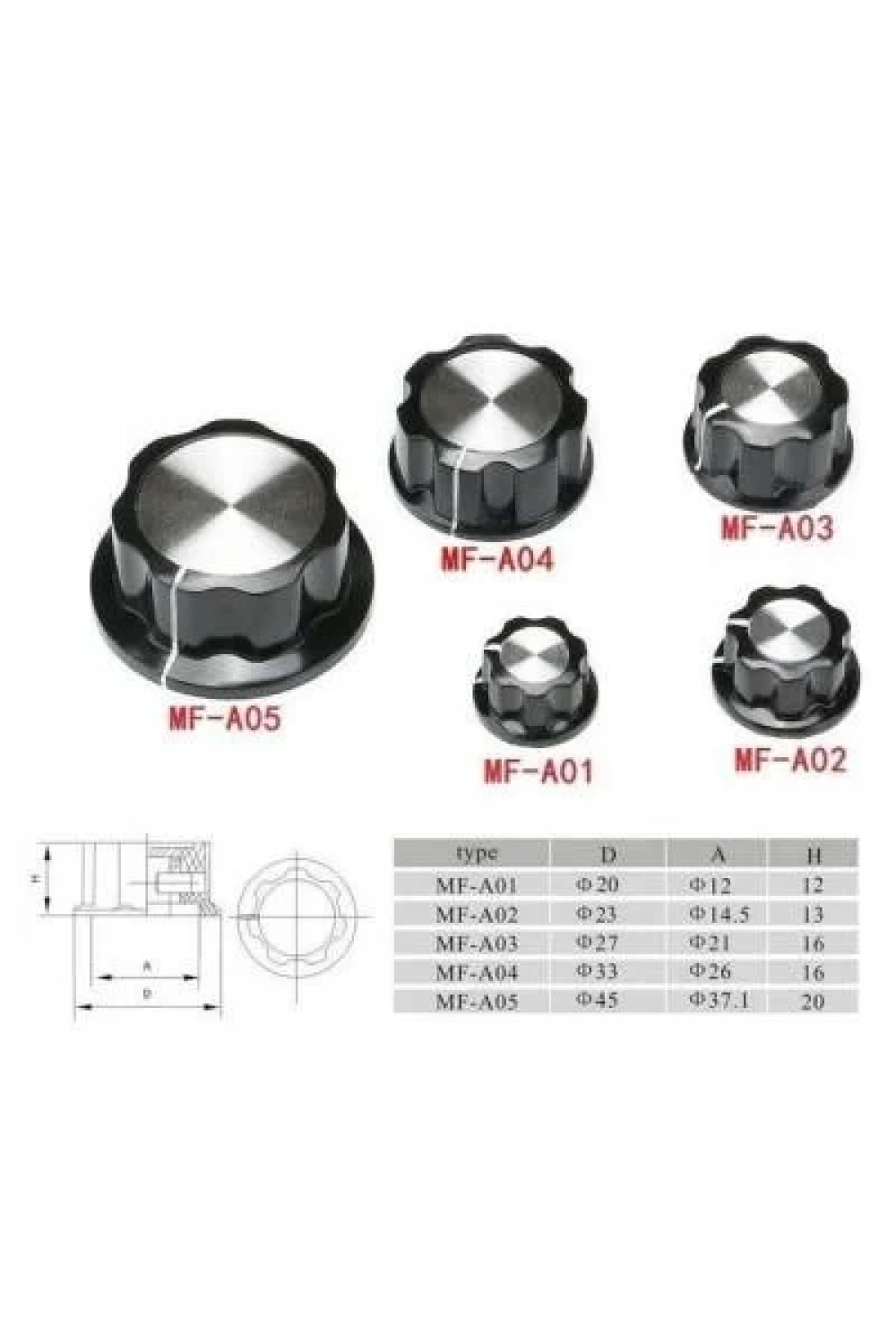MF-A02 6.4mm Potansiyometre Başlığı - 23x13mm