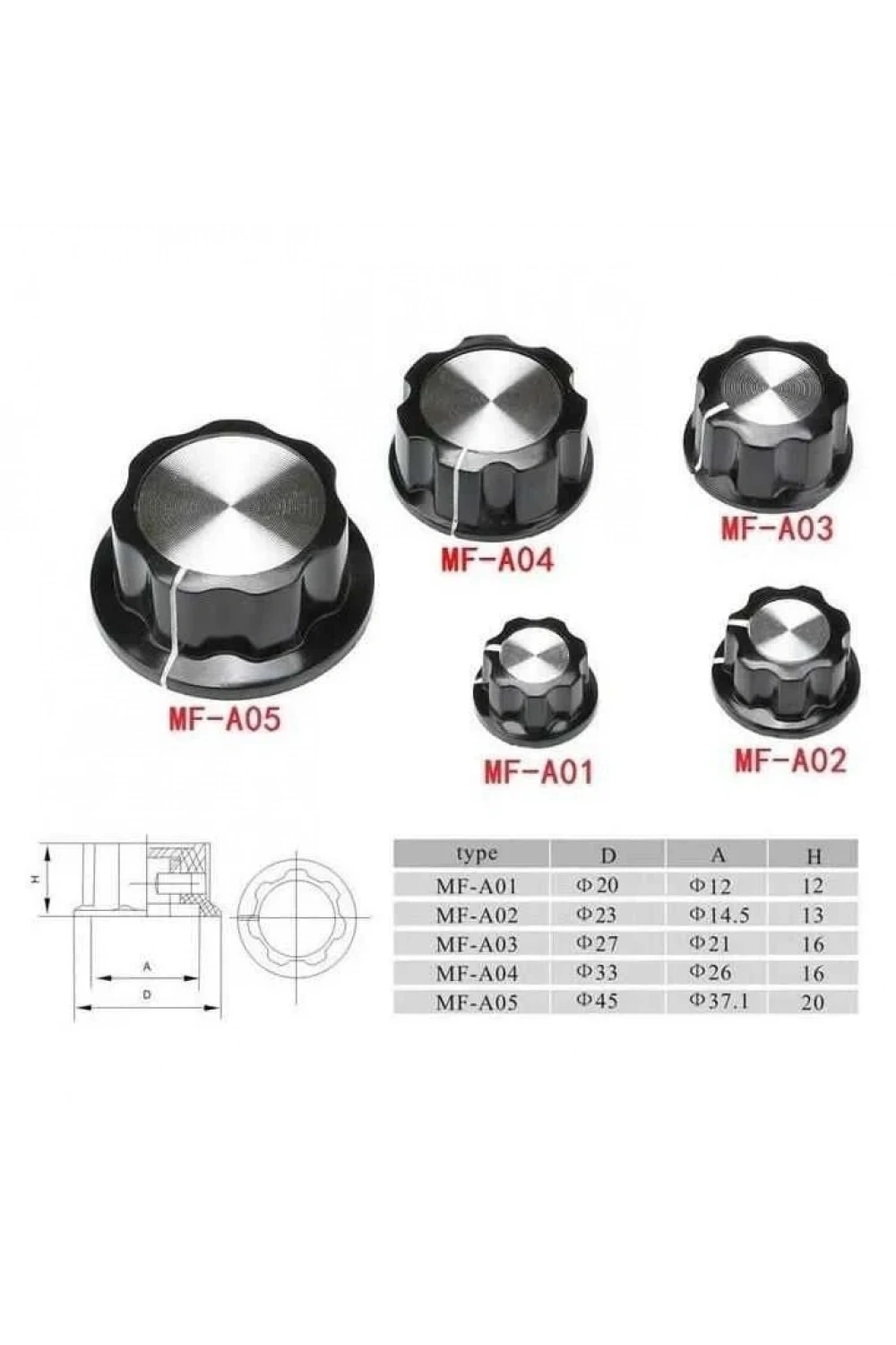 MF-A03 6mm Potansiyometre Başlığı - 27x16mm