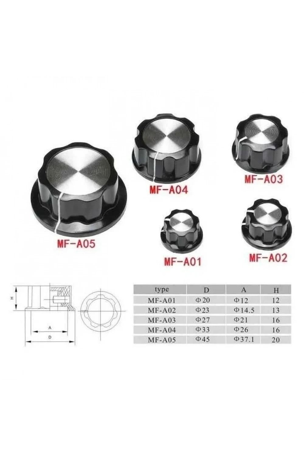 MF-A04 6mm Potansiyometre Başlığı - 33x16mm