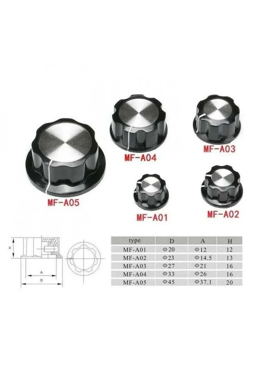 MF-A05 6mm Potansiyometre Başlığı - 45x20mm