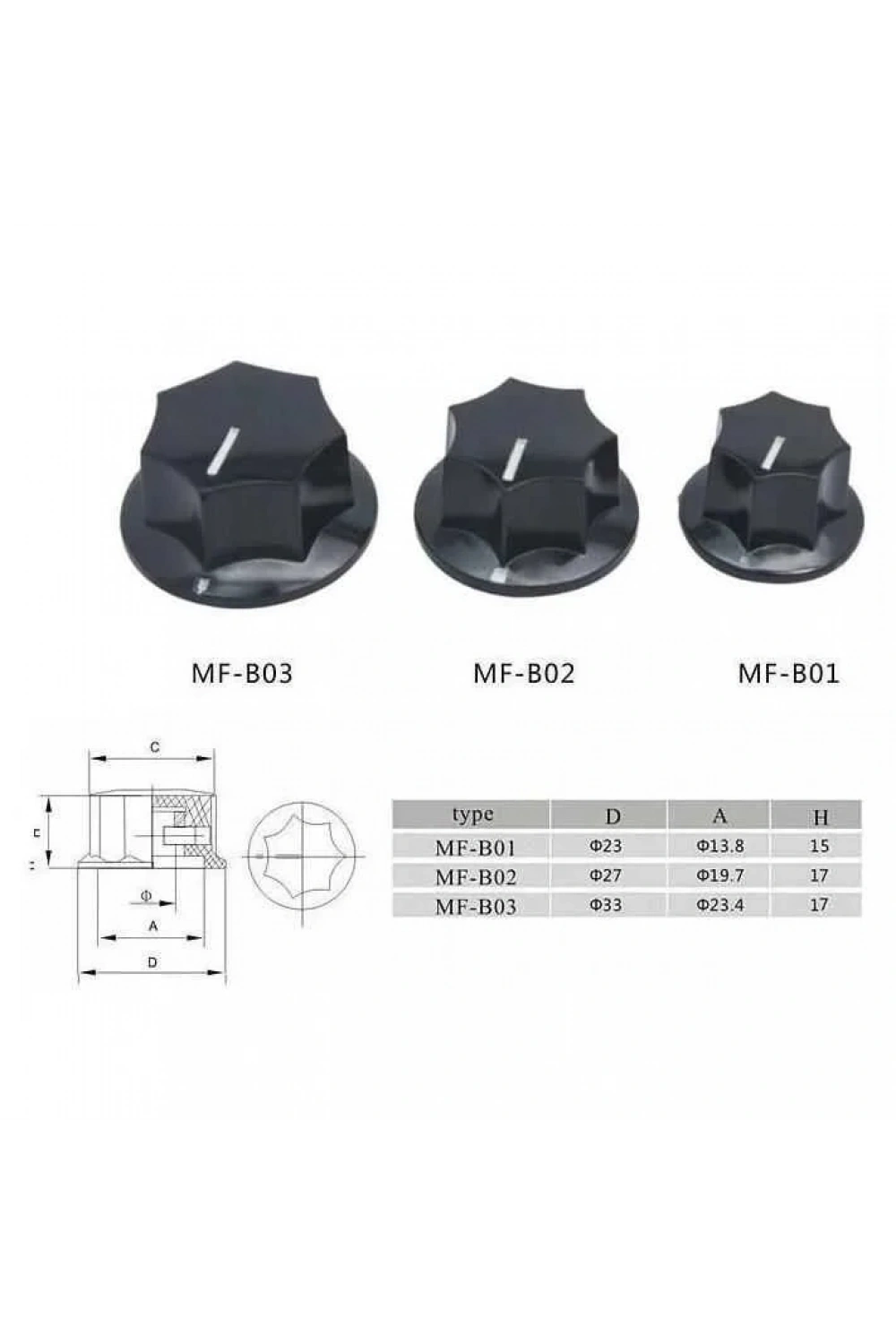 MF-B03 6mm Potansiyometre Başlığı - 33x17mm