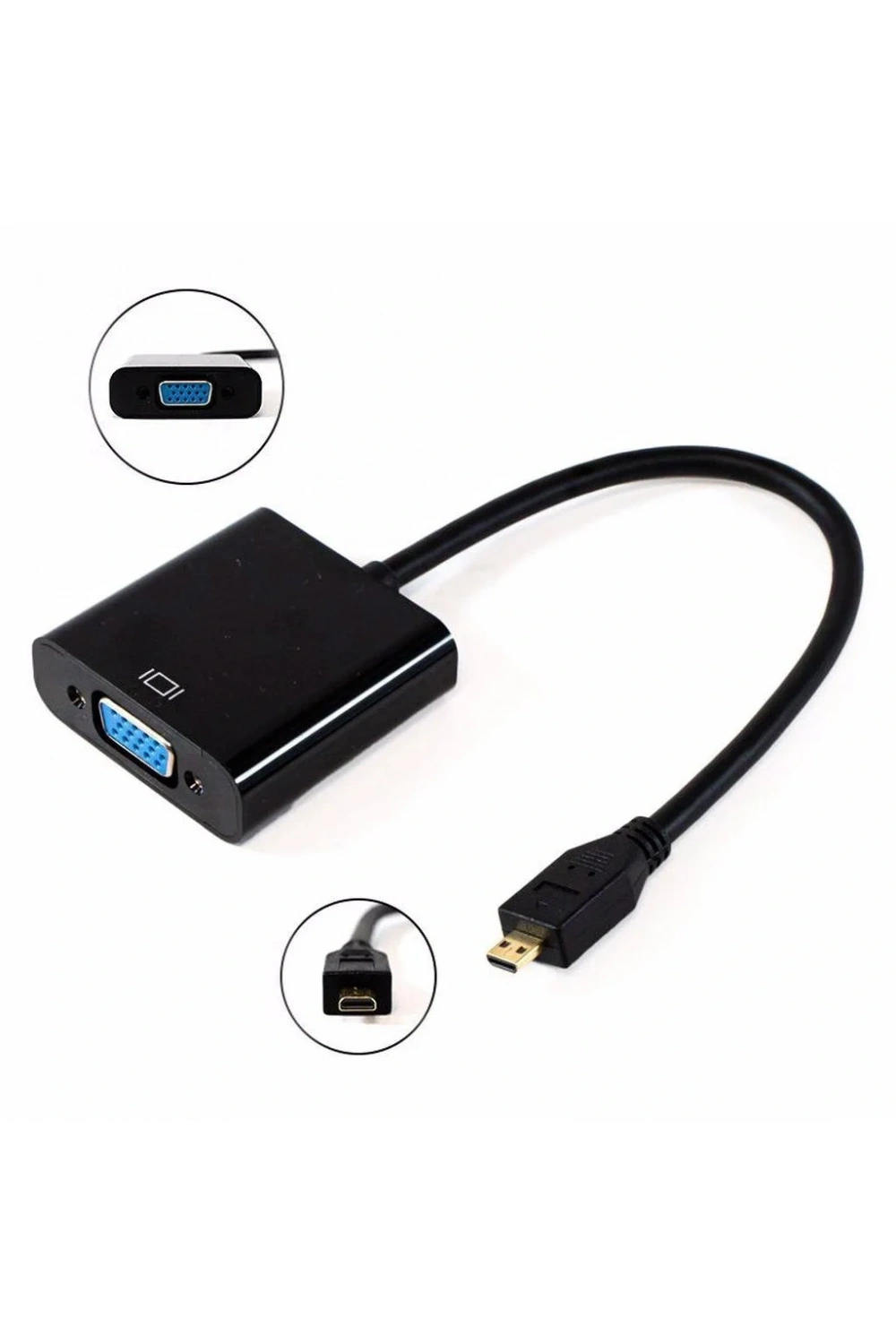 Micro Hdmi to Vga Kablo Dönüştürücü Çevirici Adaptör Siyah