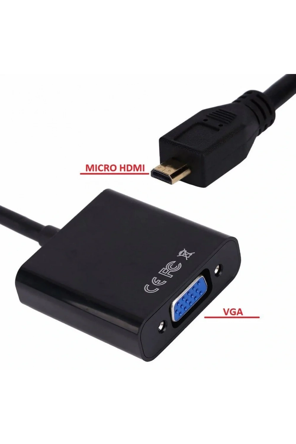 Micro Hdmi to Vga Kablo Dönüştürücü Çevirici Adaptör Siyah