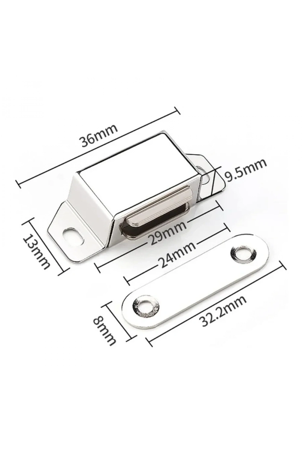 Mıknatıslı Metal Mobilya Kapak Kilidi 22x13x10mm