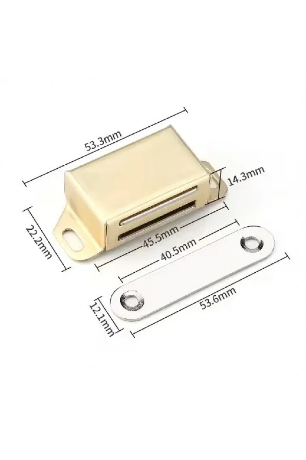Mıknatıslı Metal Mobilya Kapak Kilidi 36x24x14mm - Altın