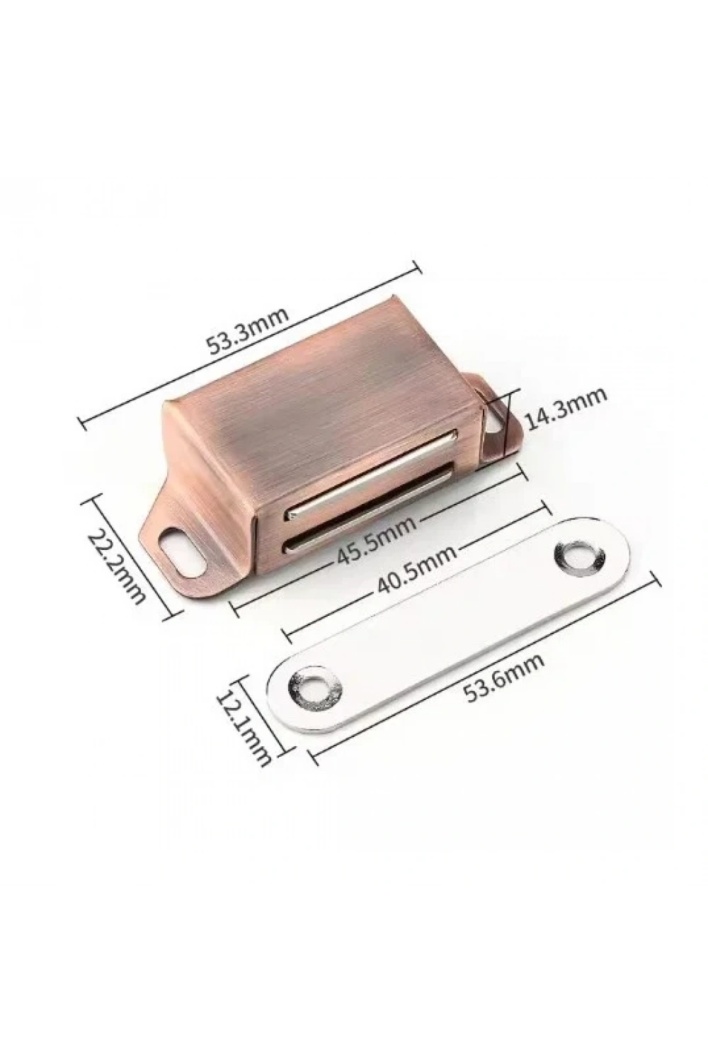 Mıknatıslı Metal Mobilya Kapak Kilidi 36x24x14mm - Bakır