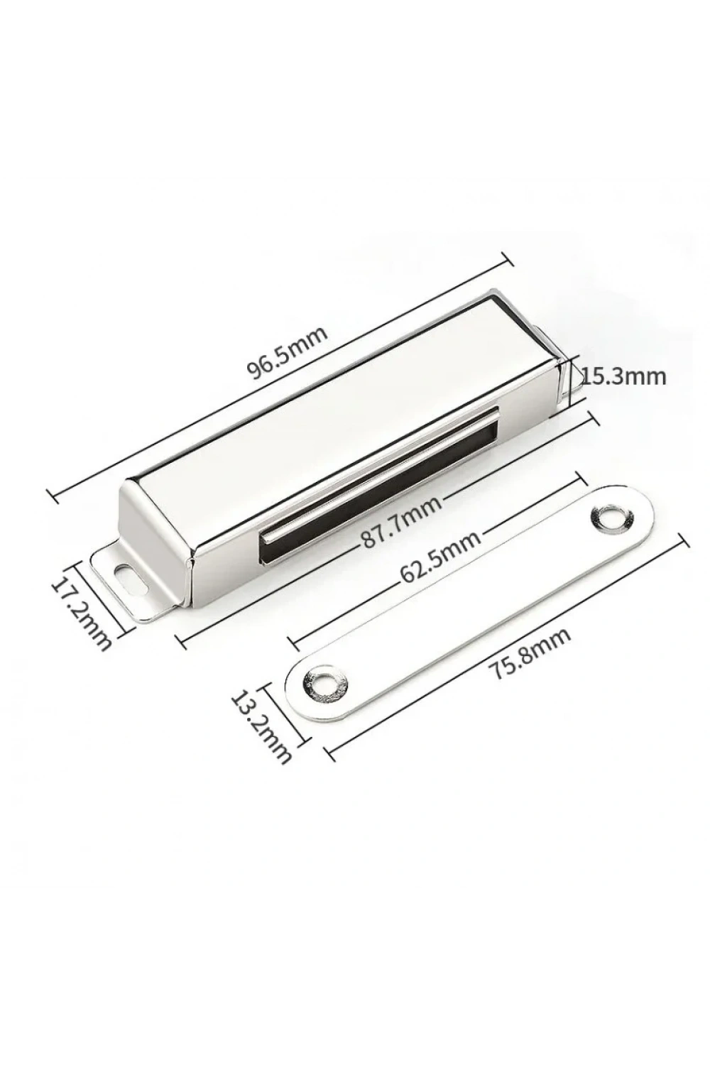 Mıknatıslı Metal Mobilya Kapak Kilidi 80x21x15mm