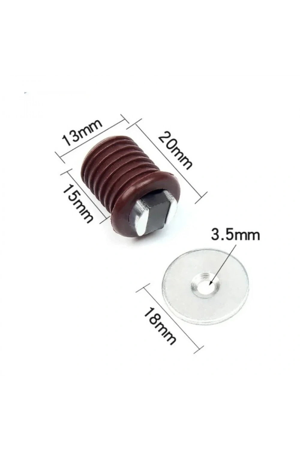Mıknatıslı Plastik Mobilya Kapak Kilidi 14mm - Kahverengi