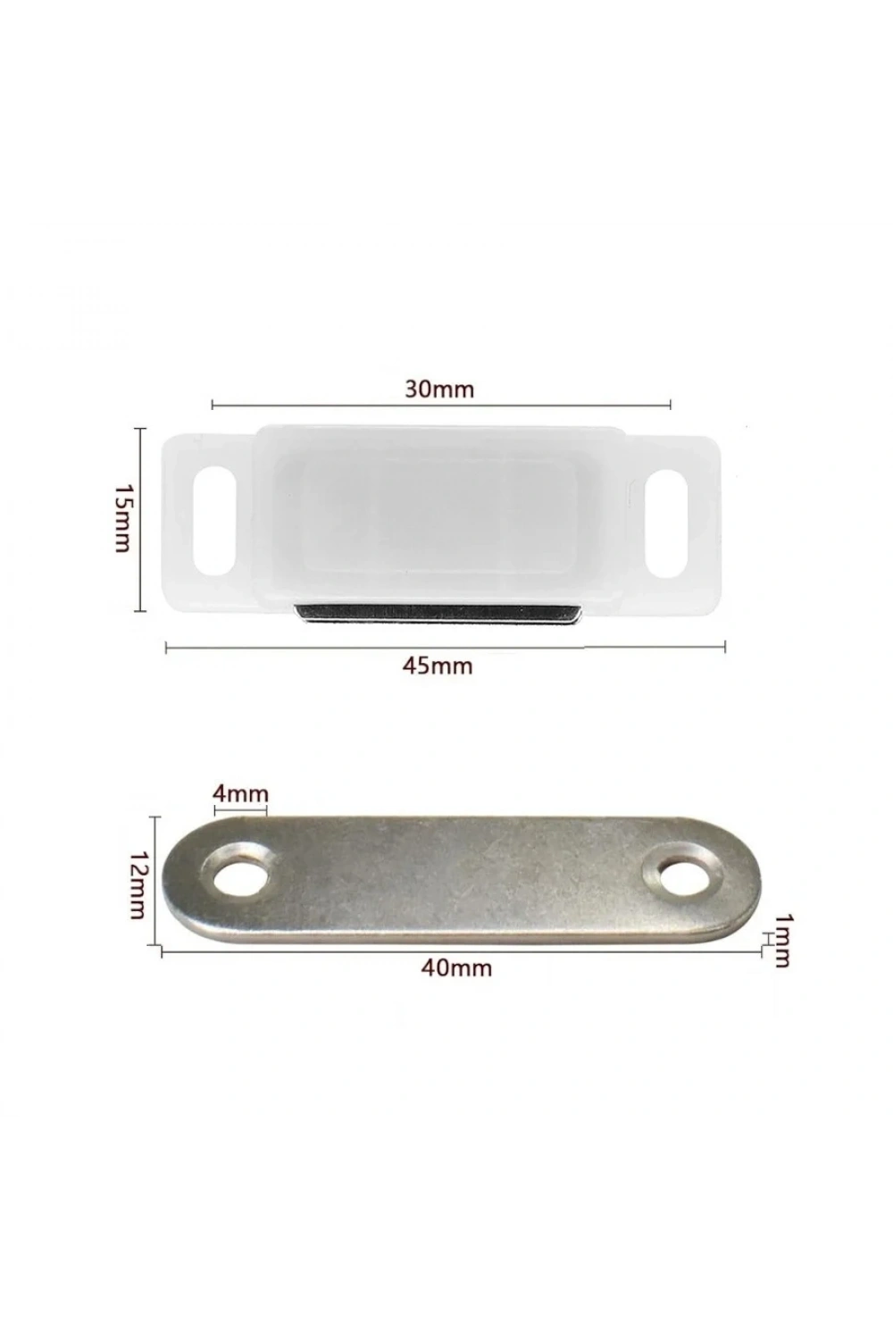 Mıknatıslı Plastik Mobilya Kapak Kilidi 31x15x14mm - Beyaz